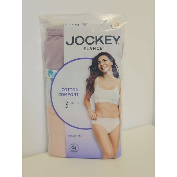 JOCKEY  Women's Underwear Elance Size 7/L Bikini Style 1484 Pink, Blue, Lavander - Picture 3 of 7